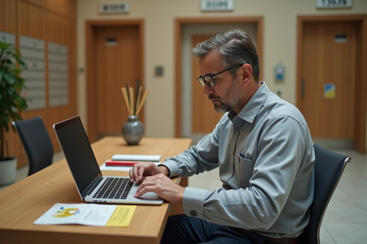 Homme au bureau avec photo d