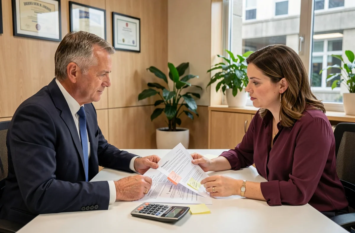 Deux professionnels d'une collectivité publique examinant un contrat d'achat groupé B34 pour bien dimensionner leur commande