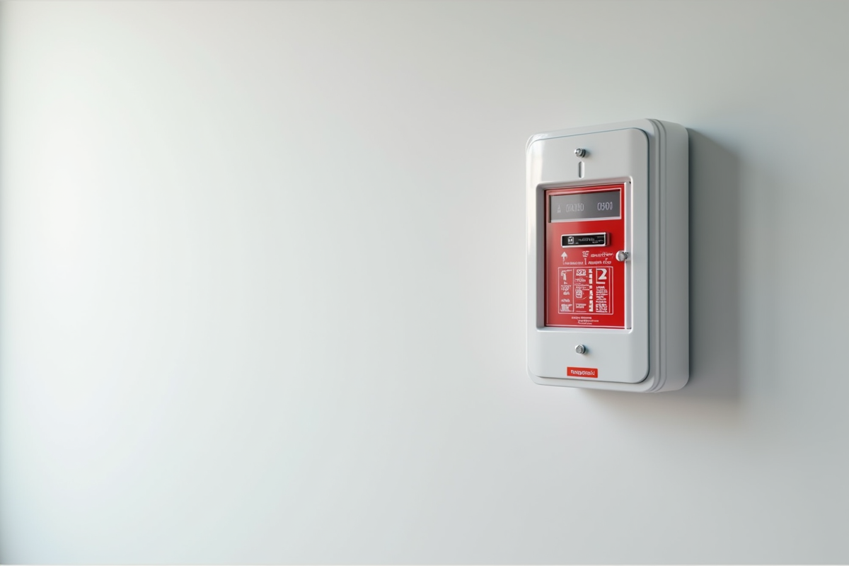 Système moderne d'alarme incendie dans un bureau lumineux
